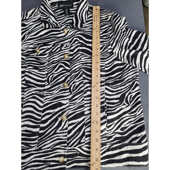 JNY Jones New York Women's SZ XL Zebra Print Linen Blend Button Front Jacket - Picture 7 of 8